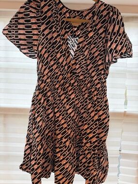 Anthropologie Red White and Blue Chain-Print Mini Dress